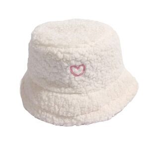 Heart Embroidered Fuzzy Hat